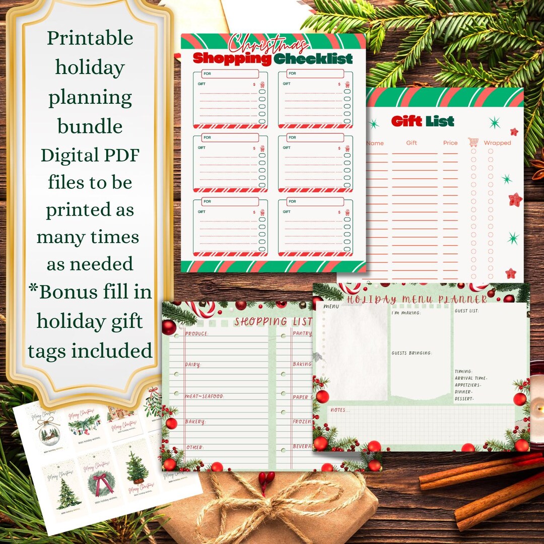 Christmas Planner Bundle - Christmas Menu Planner, Grocery Lists ...