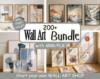 MRR & PLR Wall Art - 200 Abstract and Boho Prints with Commercial License