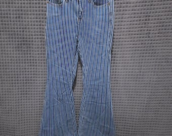 JudyBlue Pinstripe Super Flare Bellbottom Jeans Sz9 29x30 Retro 70s Hippie Rock