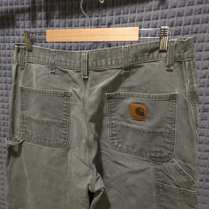 Carhartt Canvas Carpenter Work Pants 38x32 Mens Gray Cargo Cotton Jeans Utility image 10
