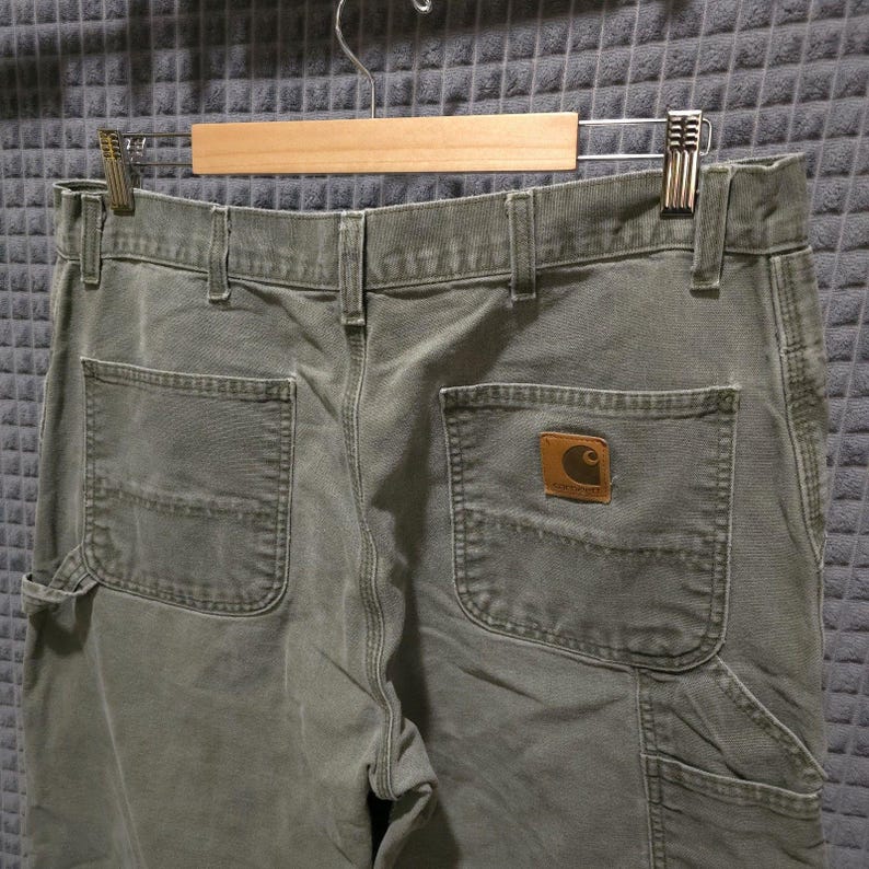 Carhartt Canvas Carpenter Work Pants 38x32 Mens Gray Cargo Cotton Jeans Utility image 10
