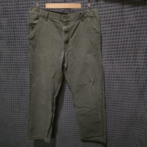 Carhartt Canvas Carpenter Work Pants 38x32 Mens Gray Cargo Cotton Jeans Utility image 1