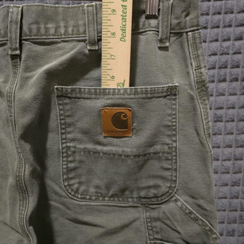 Carhartt Canvas Carpenter Work Pants 38x32 Mens Gray Cargo Cotton Jeans Utility image 8