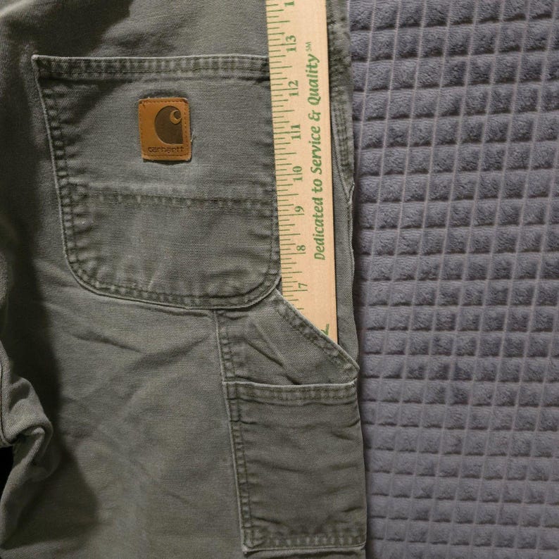 Carhartt Canvas Carpenter Work Pants 38x32 Mens Gray Cargo Cotton Jeans Utility image 7