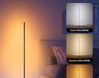 Modern LED Corner Floor Lamp 1000LM Smart Standing Light with App Voice Control Music Sync RGB Lamp Color Changing Ambient Light