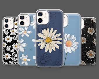 Mobilskal med daisymotiv, minimalistiskt blommönster, för iPhone 17Pro, 16, 15, 14, 13, 12, Samsung S25, S24, S23Fe, S22, A17, A26, A56, Pixel 10,9