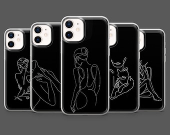 Body Line Art Phone Case Naked Aesthetic Cover for iPhone 17Pro, 16, 15, 14, 13, 12, Samsung S25, S24, S23Fe, S22,A17,A26,A56, Pixel 10,9Pro