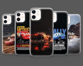Lightning McQueen Coque de téléphone Cars Sally Carrera pour iPhone 17Pro, 16, 15, 14, 13, 12, Samsung S25, S24, S23Fe, S22, A17, A26, A56, Pixel 10, 9Pro