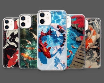 Koi Fish Phone Case Japanese Koi Carp Cover for iPhone 17Pro, 16, 15, 14, 13, 12,Samsung S25, S24, S23Fe, S22, A17, A26, A56, Pixel 10, 9Pro