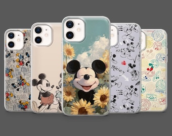 Disney Phone Case Mickey Mouse Cartoon Cover for iPhone 17Pro, 16, 15, 14, 13, 12,Samsung S25, S24, S23Fe, S22, A17, A26, A56, Pixel 10,9Pro