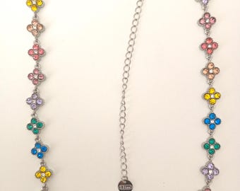 Collier princesse multicolore doré ou argenté . Collier trèfles arc-en-ciel acier inoxydable | Bijou femme - Idée cadeau