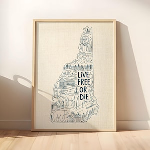 New Hampshire Line Art Map Print, Minimalist State Outline Decor (Digital Download)