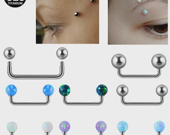 16G  2Pcs G23 Titanium Opal Surface Bar – Dermal Anchor Top Ball, Surface Piercing Jewelry for Collarbone, Chest & Face, 4mm Ball