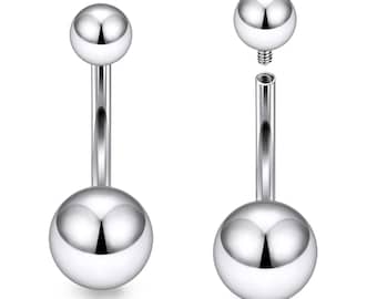 F136チタン製へそピアス 2個セット – 内ネジ式ダブルボールへそピアス | G23インプラントグレードへそピアスジュエリー