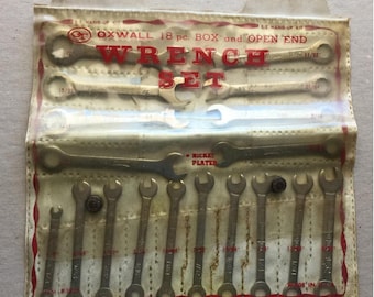 Vintage, # 3973-Jeu de 18 clés à molette murales, fabriquées aux États-Unis-Plaqué nickel