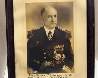 Photographie vintage des années 1920 signée du contre-amiral de la marine américaine Andrew T. Long