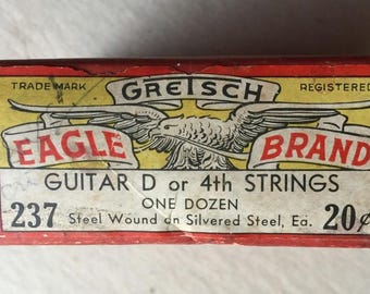 Boîte à cordes pour guitare vintage des années 30 Gretsch Eagle Brand avec le numéro 237