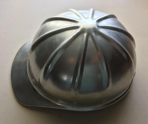 Vintage Goodall Rubber Co, Aluminum Hard Hat, Complete With Liner All Stickers View 2