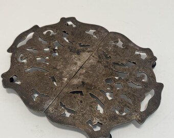 1950's SILVERPLATED "CRESCENT" footed Expandable TRIVET 9"x 7" Model 102
