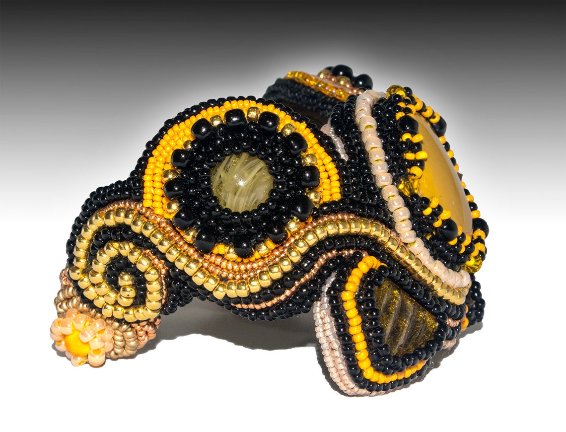 Gold Coast Bead Embroidery Bracelet Etsy