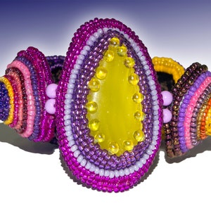 Rainbow Rain - Bead embroidery bracelet