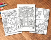 Bookish Coloring Pages Cozy 10 Printable Coloring Sheets for Relaxation -  Instant Download
