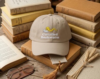 Certified Bookworm Hat | Embroidered Dad Hat for Readers | Bookish Baseball Cap | Book Lover Gift | Literary Reader Cap | Book Club Gift