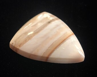 Designer Cabochon, Peach Pit Picture Jasper, Gothic Point Shape, Pink, Golden Brown & Cream Colors, Jewelry Making Supplies