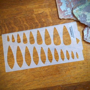 Lapidary Templates, Teardrop Shapes 2 Cabochon Templates, Plastic Templates, Art Supplies, Pattern Stencils, Talisman Templates, Crafting