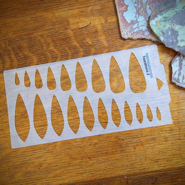 Lapidary Templates, Teardrop Shapes 2 Cabochon Templates, Plastic Templates, Art Supplies, Pattern Stencils, Talisman Templates, Crafting