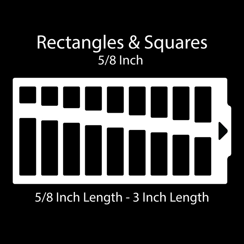 Lapidary Templates, 5/8 Inch Rectangles & Squares Shapes, Plastic Templates, Art Supplies, Pattern Stencils, Talisman Templates image 2