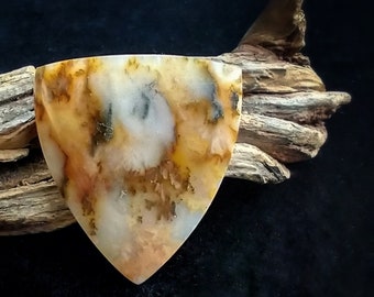 Agate Cabochon, Golden Honey Colors, Contemporary Shape, Stone for Pendant, Cut & Polished in USA, Agate Gemstone