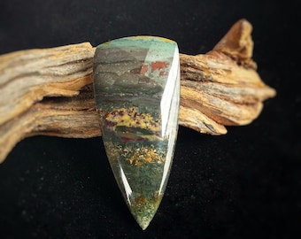 Brushfire Jasper Cabochon, Semiprecious Gemstone, Silversmithing, Triangle Cabochon, Picture Jasper Designer Cabochon for Jewelry Making