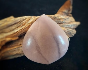 Chalcedony Designer Cabochon, Arabesque Teardrop Shape, Blueish Purple, Semi Translucent, Silversmithing Materials, Semiprecious Gemstone