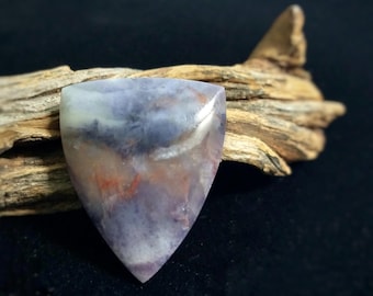 Tiffany Stone Designer Cabochon, Gothic Point Shape, Semiprecious Gemstone, Purple Blue & White Colors, Jewelry Making