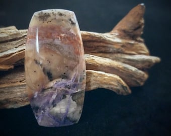 Tiffany Stone Designer Cabochon, Rectangle Cushion Shape, Purple Pink & White Colors, Metalsmithing and Jewelry Making Supply