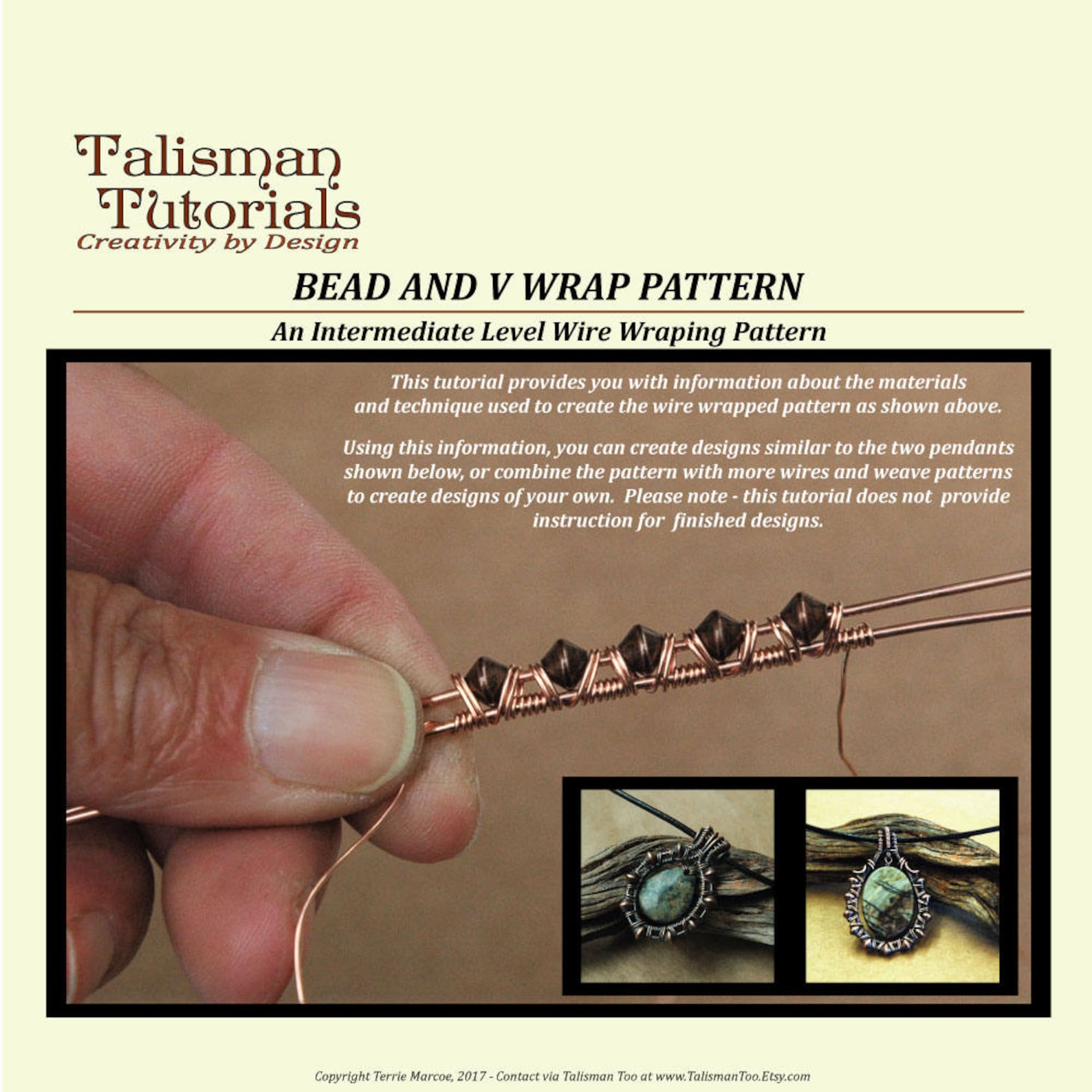 TUTORIAL: Wire Wrapping Pattern, Bead and V Wrap Design. Copper Wire ...