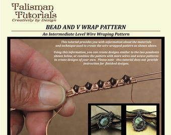 TUTORIAL: Wire Wrapping Pattern, Bead and V Wrap Design. Copper Wire Jewelry Instruction, Intermediate Level PDF Instant Download Lesson