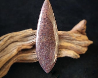 Dinosaur Bone Designer Cabochon, Arabesque Teardrop Shape, Red Brown & Gray Colors, Jewelry Making Supplies