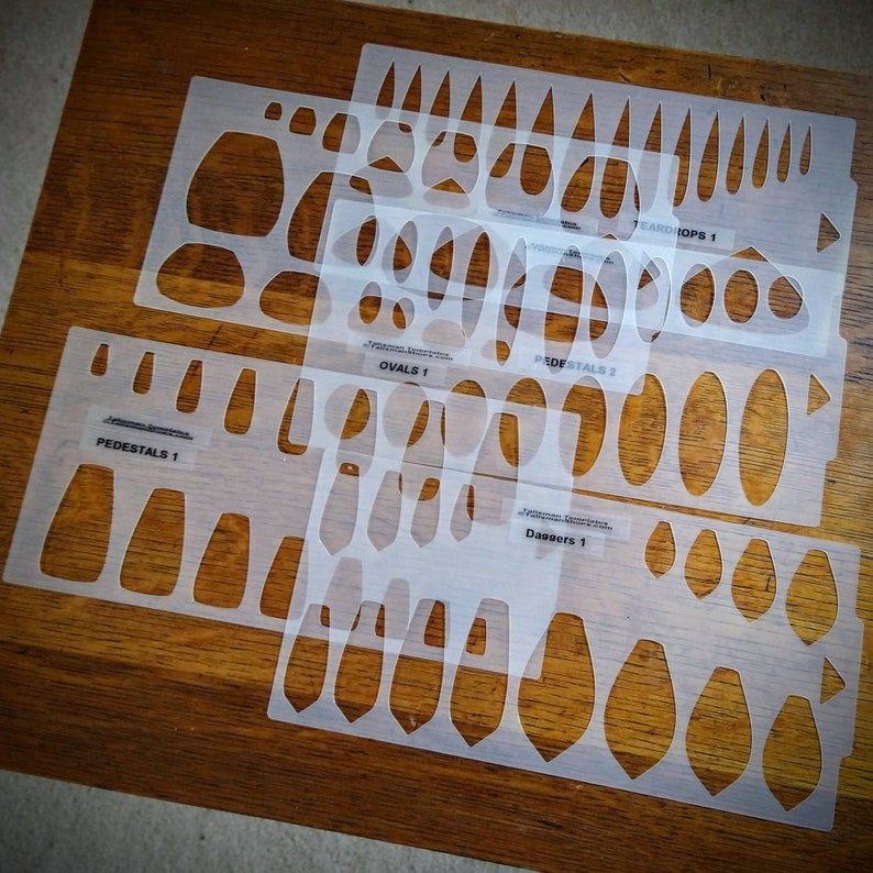Lapidary Templates, Oval Shapes 1 Cabochon Templates, Plastic Templates Lapidary Templates, Oval Shapes 1 Cabochon Templates, Plastic Templates