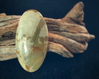 Owyhee War Paint Picture Jasper Cabochon, Gothic Point Triangle Shape, Semiprecious Gemstone Designer Cabochon