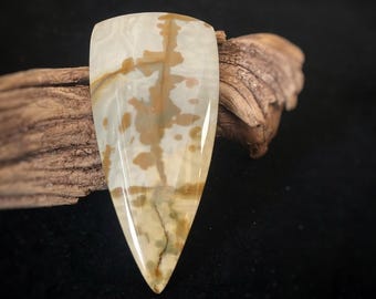 Owyhee Picture Jasper Cabochon, Gothic Point Triangle Shape, Semiprecious Gemstone Designer Cabochon