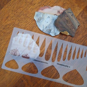 Lapidary Templates, Teardrop Shapes 1 Cabochon Templates, Plastic Templates, Art Supplies, Pattern Stencils, Talisman Templates, Crafting image 1