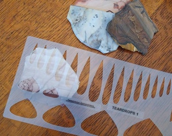 Lapidary Templates, Teardrop Shapes 1 Cabochon Templates, Plastic Templates, Art Supplies, Pattern Stencils, Talisman Templates, Crafting