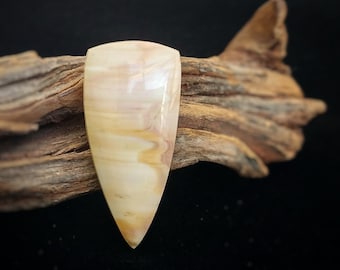Willow Creek Jasper Designer Cabochon, Gothic Point, Sharp Edged Triangle or Shield Shaped Point, Pink, Gold & Creamy White