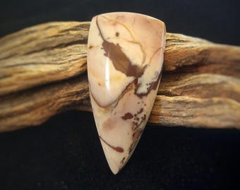 Mescalero Jasper Designer Cabochon, Red, Pink & Dove Gray Coloration, Gothic Point Triangle Shape, Silversmithing Supplies, Ethical Gemstone