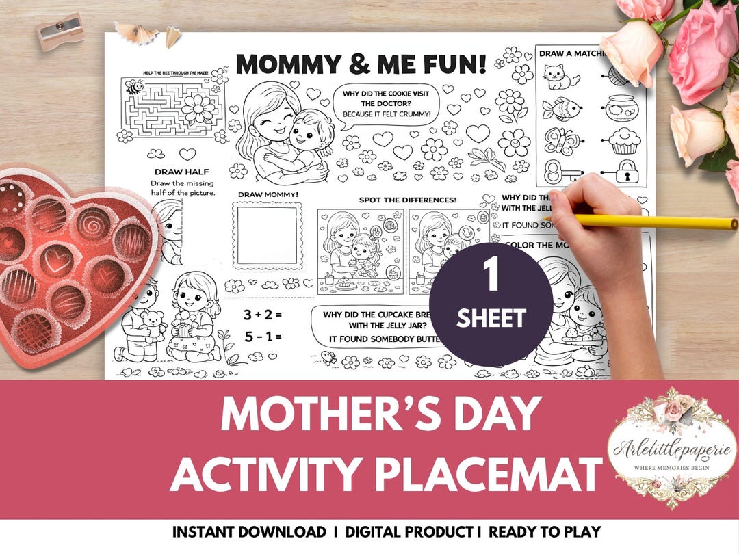 Mothers Day Activity Placemat for Kids, Fun Activities Bundle ...