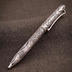 Handgemaakte sterlingzilveren filigraanpen Art Artisan Collectible schrijfpotlood