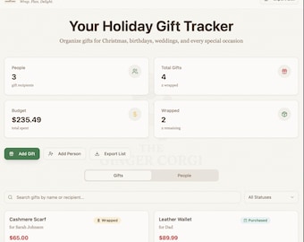 Present Tracker App with Barcode Scanner | Digital Gift Organizer by The Ginger Corgi