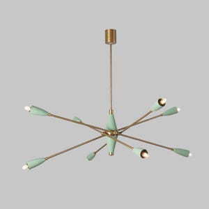 Brass Sputnik Chandelier 8 Arm Mid Century Modern Ceiling Light Handmade Starburst Pendant Lamp Large Dining Room Light Fixture